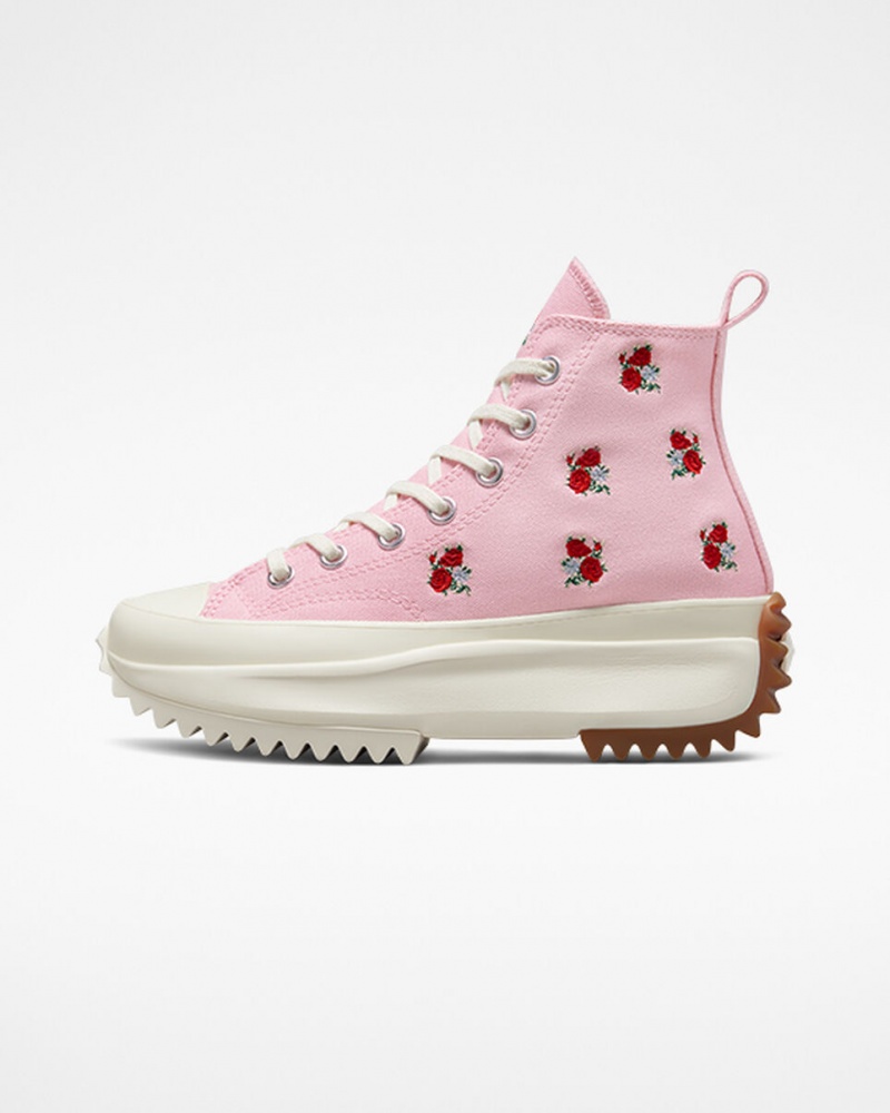 Converse Run Star Hike Plateforme Embroidered Floral Rose Rouge  | TOU-6555017