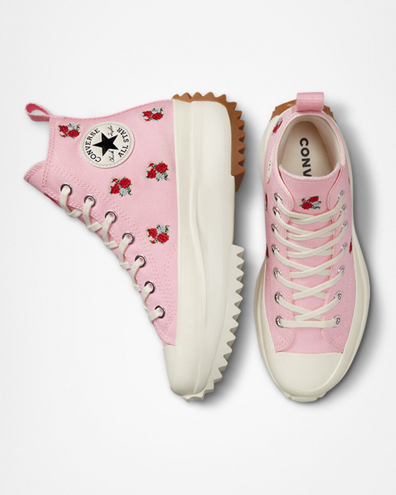 Converse Run Star Hike Plateforme Embroidered Floral Rose Rouge  | TOU-6555017