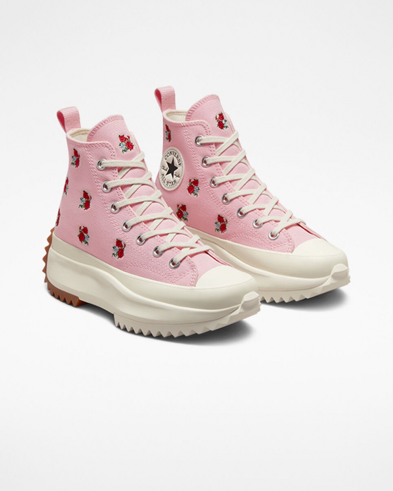 Converse Run Star Hike Plateforme Embroidered Floral Rose Rouge  | TOU-6555017