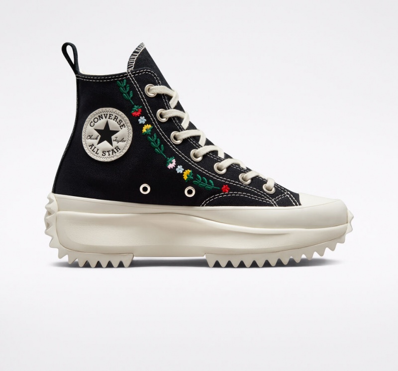 Converse Run Star Hike Plateforme Floral Embroidery Noir  | QFX-7856370