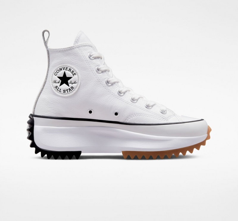 Converse Run Star Hike Plateforme Foundational Cuir Blanche Noir  | GAS-0795167