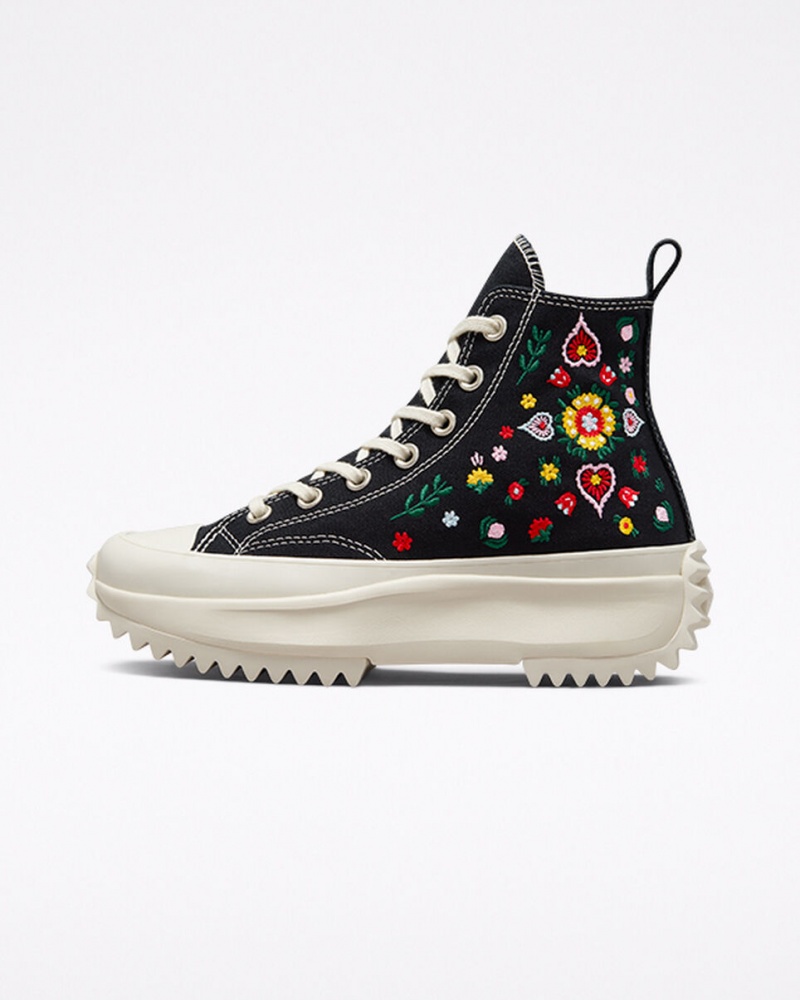 Converse Run Star Hike Plateforme Floral Embroidery Noir  | QFX-7856370