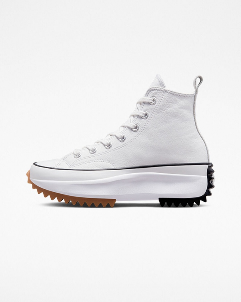 Converse Run Star Hike Plateforme Foundational Cuir Blanche Noir  | GAS-0795167