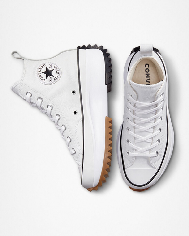 Converse Run Star Hike Plateforme Foundational Cuir Blanche Noir  | GAS-0795167