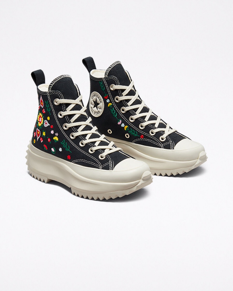 Converse Run Star Hike Plateforme Floral Embroidery Noir  | QFX-7856370