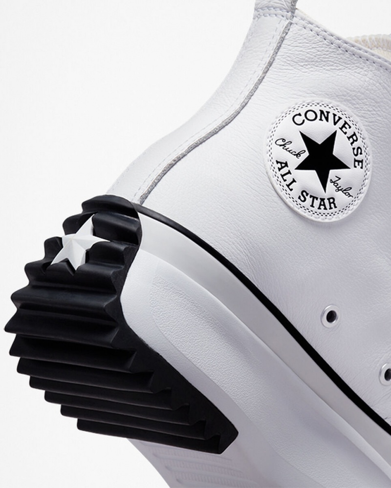 Converse Run Star Hike Plateforme Foundational Cuir Blanche Noir  | GAS-0795167