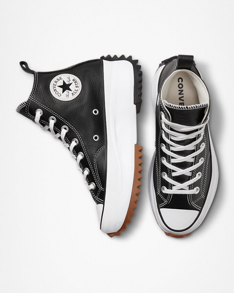 Converse Run Star Hike Plateforme Foundational Cuir Noir Blanche  | GTG-8751367