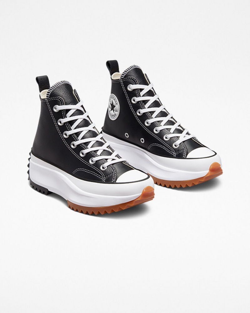 Converse Run Star Hike Plateforme Foundational Cuir Noir Blanche  | GTG-8751367