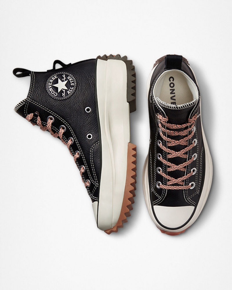 Converse Run Star Hike Plateforme Cuir Noir  | WAH-0275761