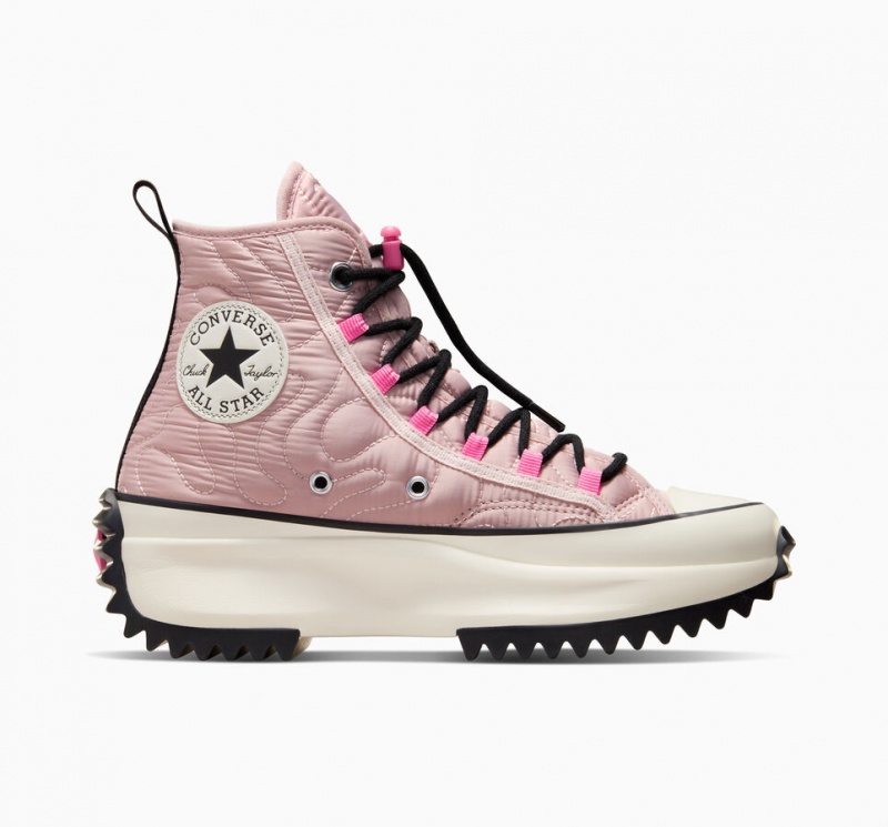 Converse Run Star Hike Plateforme Matelassé Rose Noir  | UHN-0851664