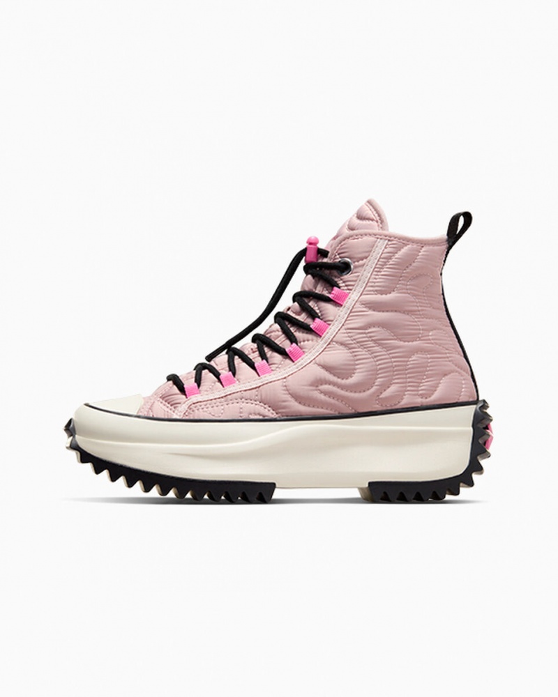 Converse Run Star Hike Plateforme Matelassé Rose Noir  | UHN-0851664