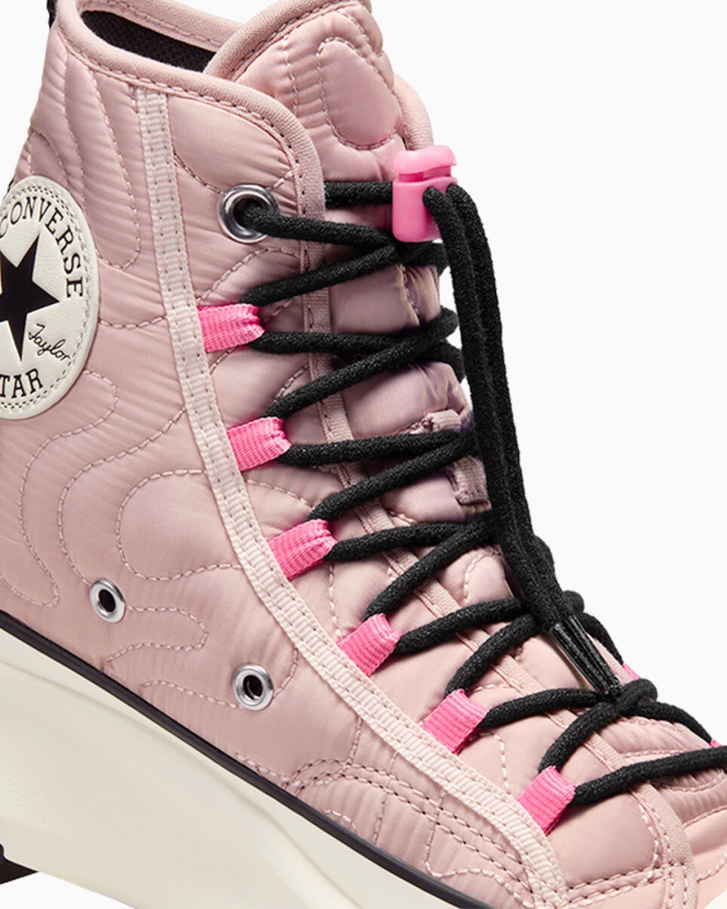 Converse Run Star Hike Plateforme Matelassé Rose Noir  | UHN-0851664