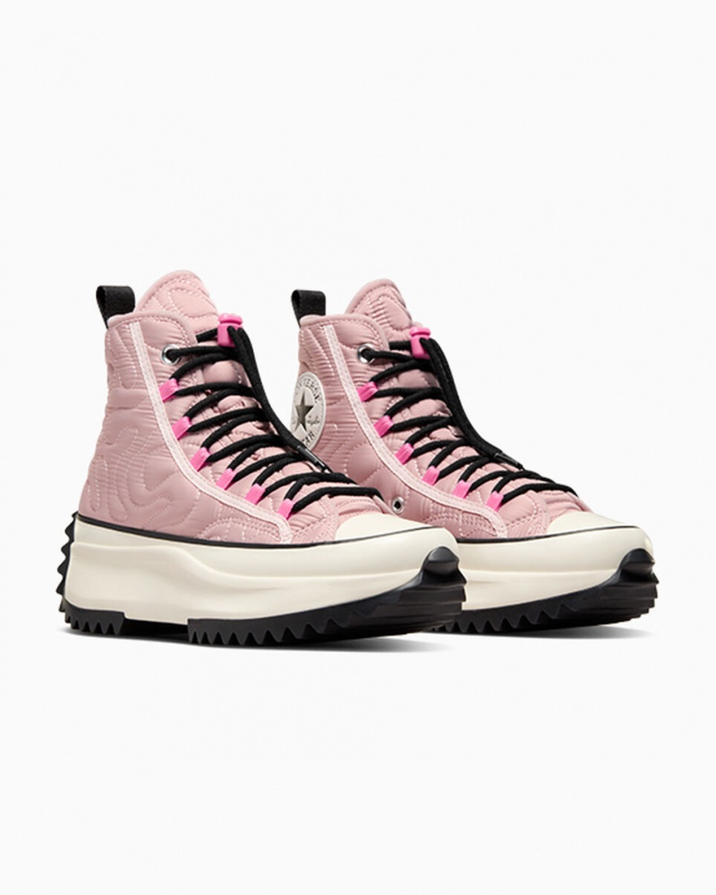 Converse Run Star Hike Plateforme Matelassé Rose Noir  | UHN-0851664