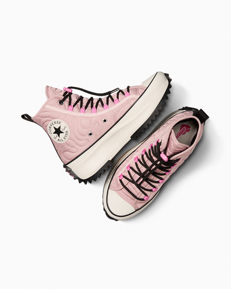 Converse Run Star Hike Plateforme Matelassé Rose Noir  | UHN-0851664