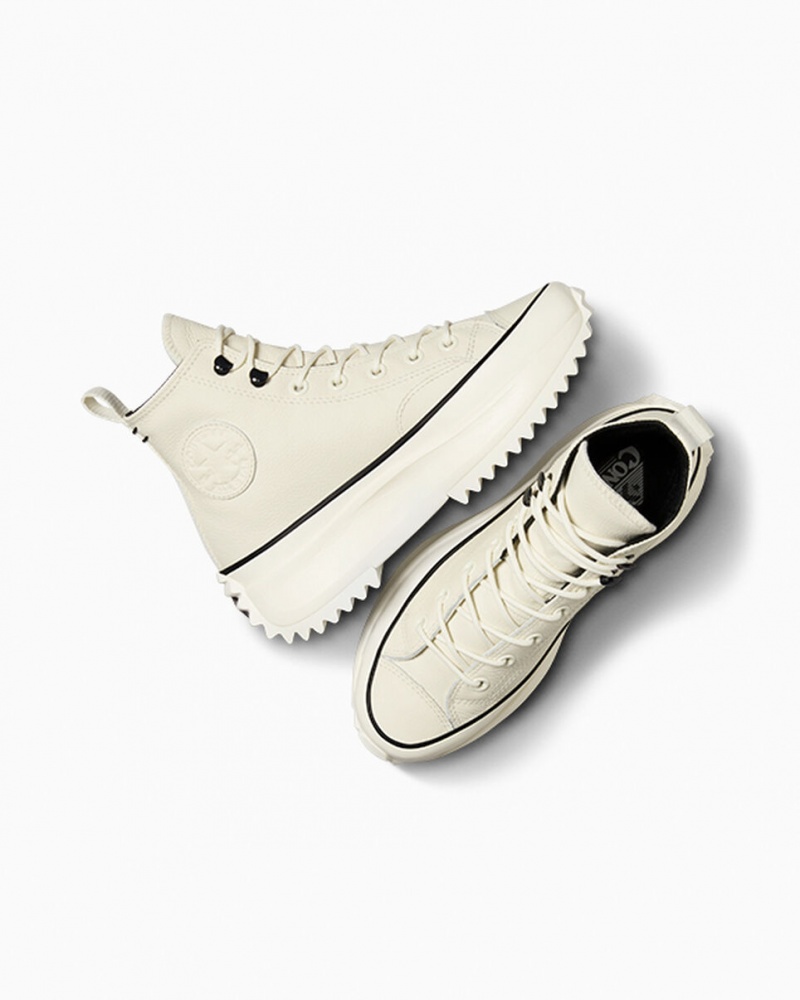 Converse Run Star Hike Plateforme Cuir Noir Blanche  | SXQ-4654309