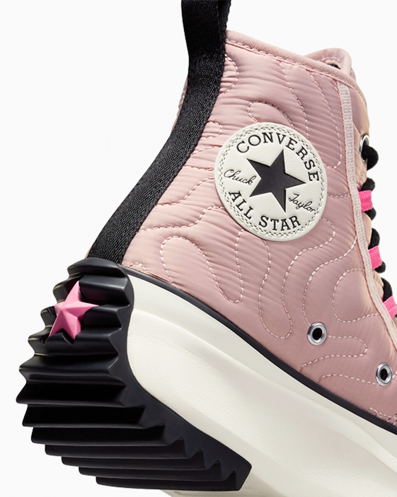 Converse Run Star Hike Plateforme Matelassé Rose Noir  | UHN-0851664