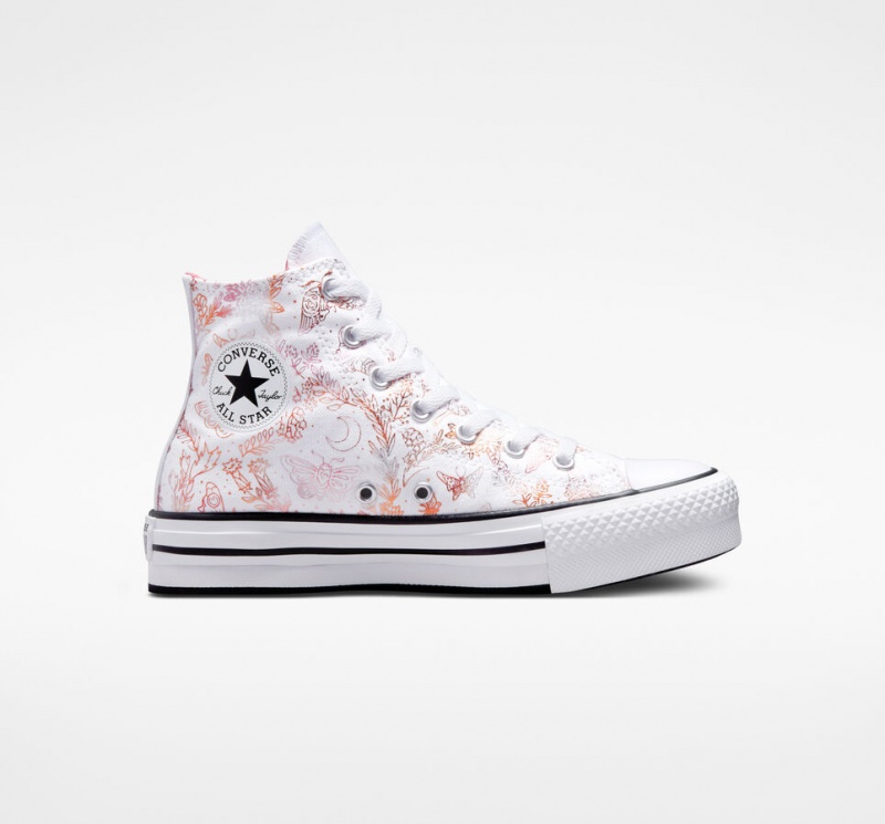 Converse Chuck Taylor All Star EVA Lift Plateforme Butterfly Shine Blanche Rose Noir  | QQN-6582609