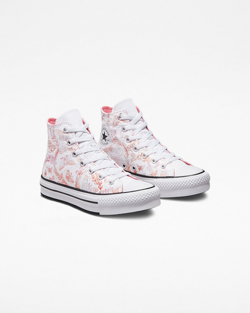 Converse Chuck Taylor All Star EVA Lift Plateforme Butterfly Shine Blanche Rose Noir  | QQN-6582609