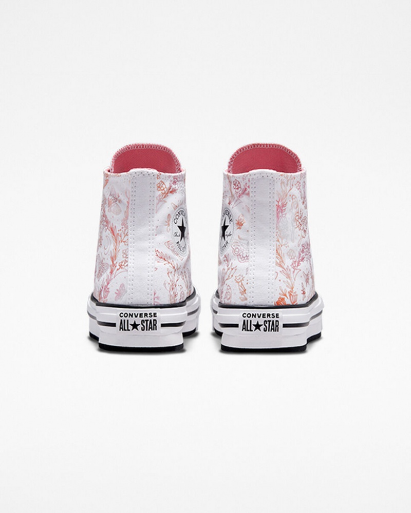 Converse Chuck Taylor All Star EVA Lift Plateforme Butterfly Shine Blanche Rose Noir  | QQN-6582609