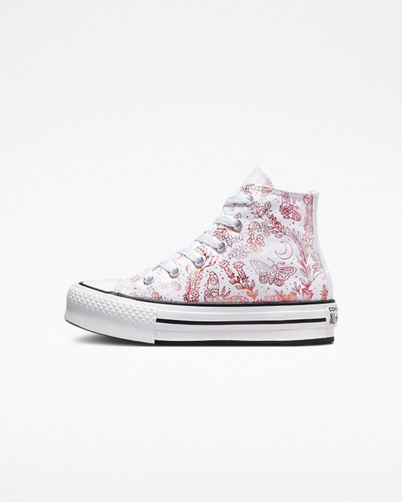 Converse Chuck Taylor All Star EVA Lift Plateforme Butterfly Shine Blanche Rose Noir  | VMP-3043886