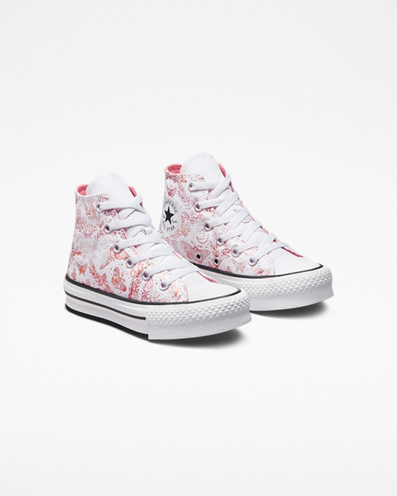 Converse Chuck Taylor All Star EVA Lift Plateforme Butterfly Shine Blanche Rose Noir  | VMP-3043886