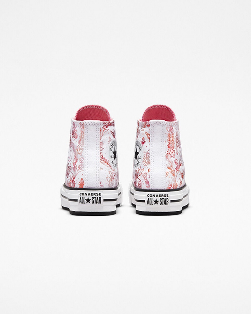 Converse Chuck Taylor All Star EVA Lift Plateforme Butterfly Shine Blanche Rose Noir  | VMP-3043886