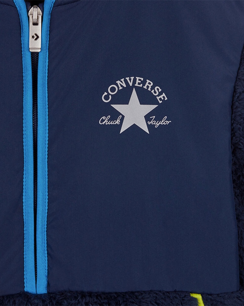 Converse Sherpa Half Zip Jacket Bleu Marine  | WVI-0769750