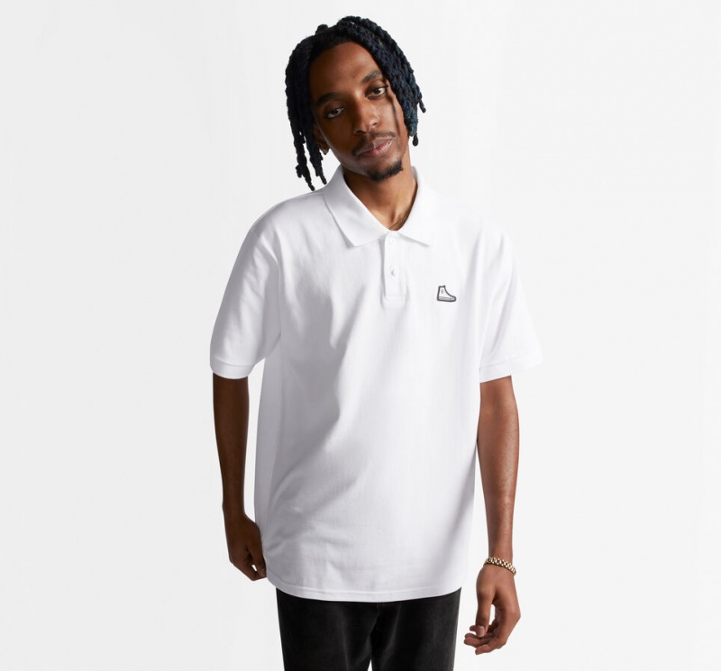 Converse Shoe Patch Polo Shirt Blanche  | GND-1643055