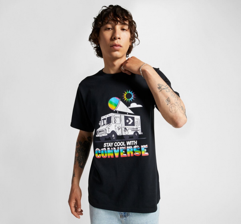 Converse Snow Cone Graphique Loose-Fit T-Shirt Noir  | DMO-5409682