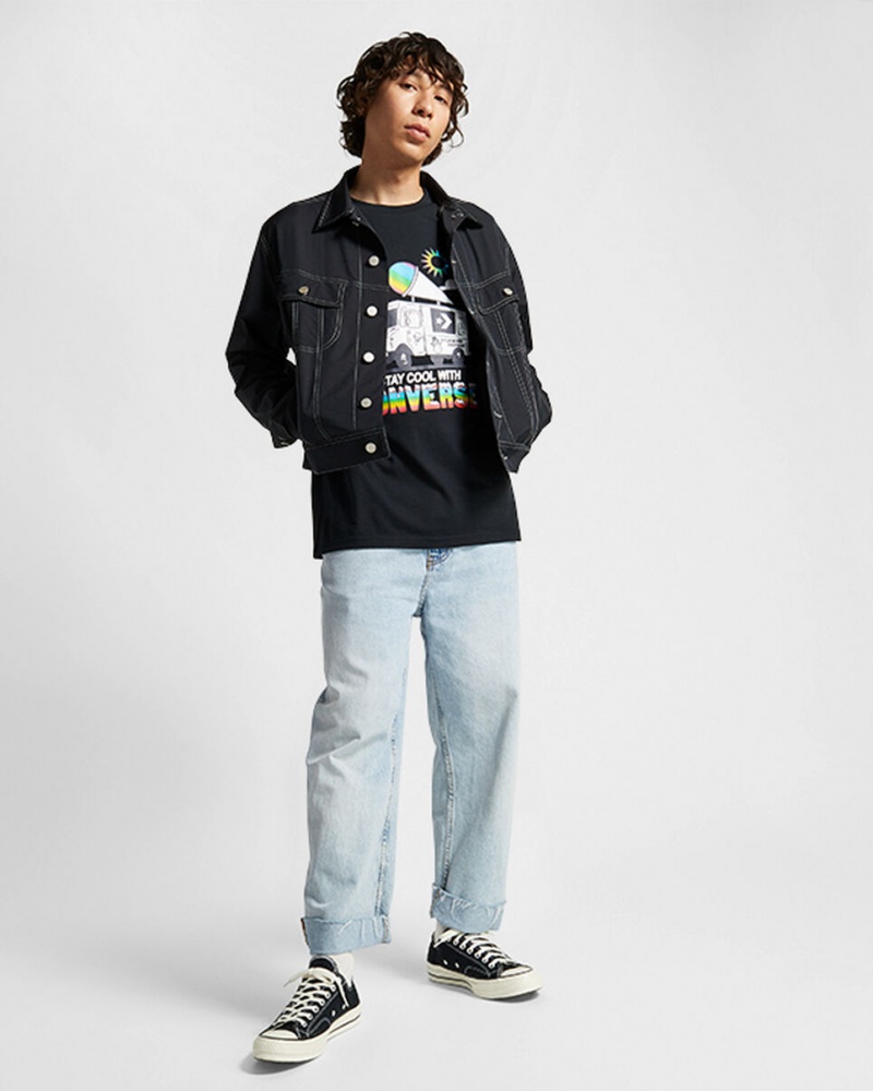 Converse Snow Cone Graphique Loose-Fit T-Shirt Noir  | DMO-5409682