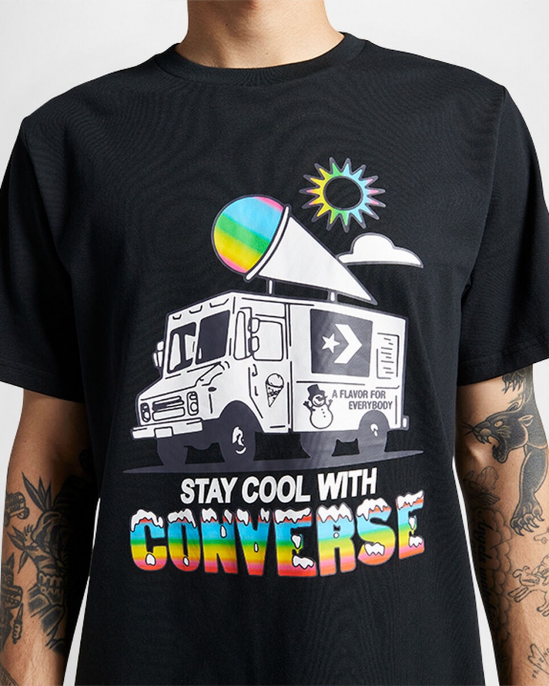 Converse Snow Cone Graphique Loose-Fit T-Shirt Noir  | DMO-5409682