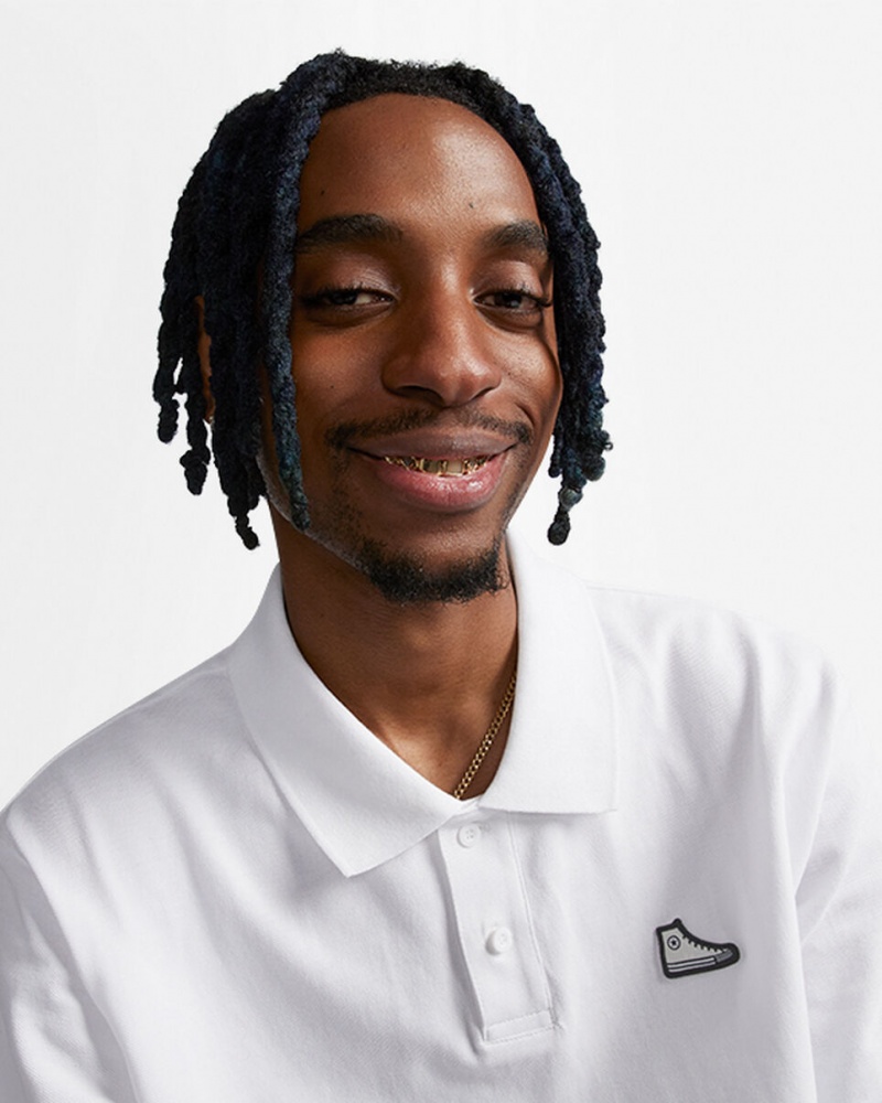 Converse Shoe Patch Polo Shirt Blanche  | GND-1643055