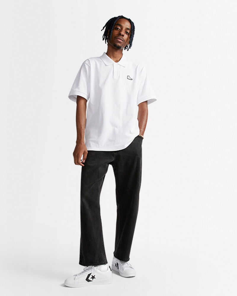 Converse Shoe Patch Polo Shirt Blanche  | GND-1643055