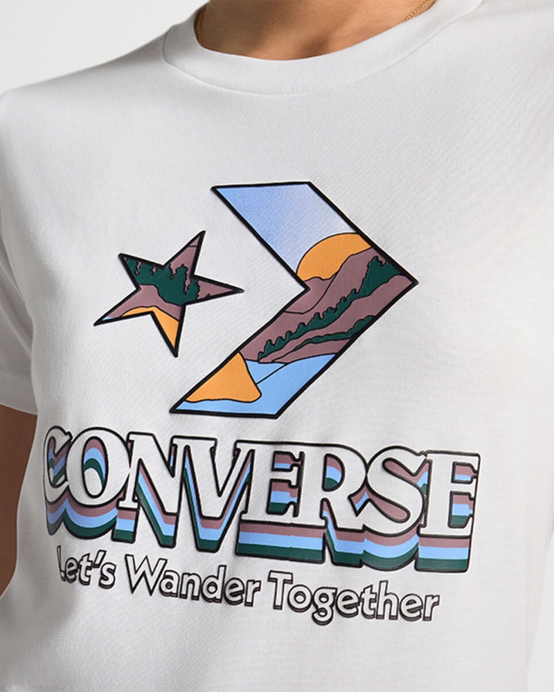 Converse Star Chevron Mountain Graphique T-Shirt Blanche  | HXH-6895495