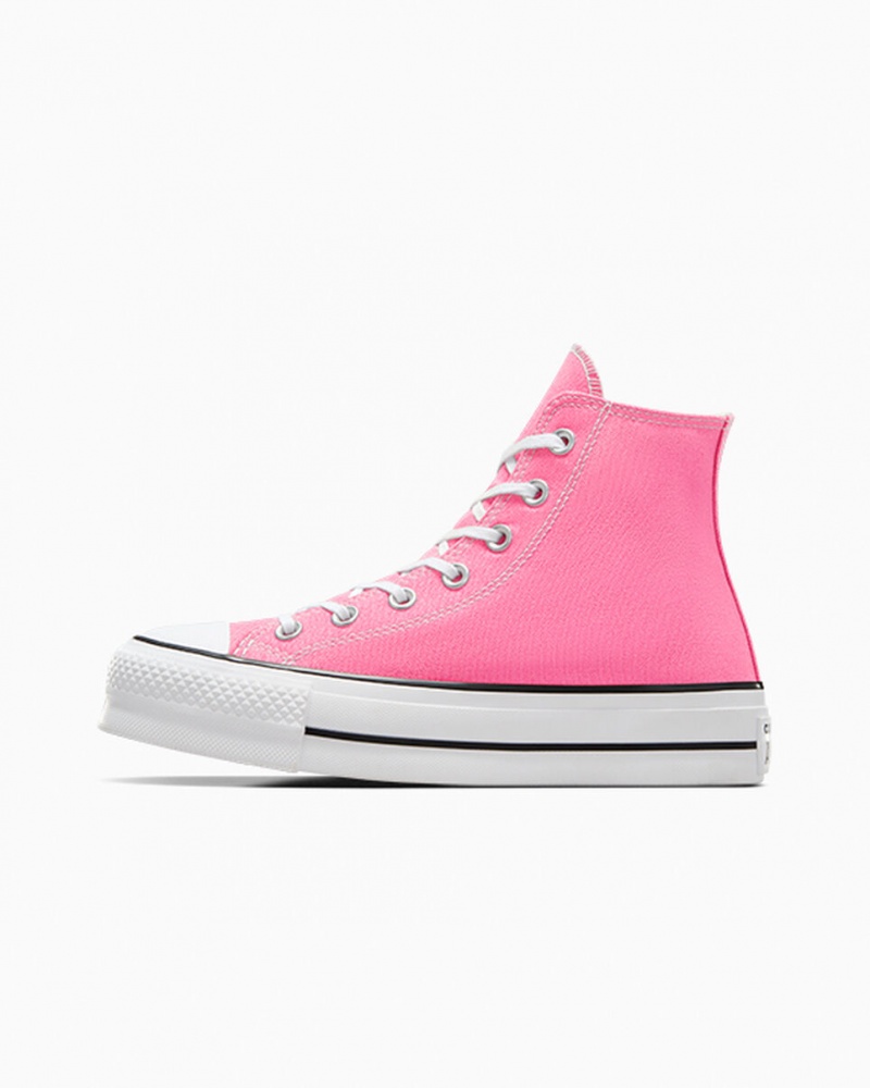 Converse Chuck Taylor All Star Lift Plateforme Rose Blanche Noir  | TBT-4267580