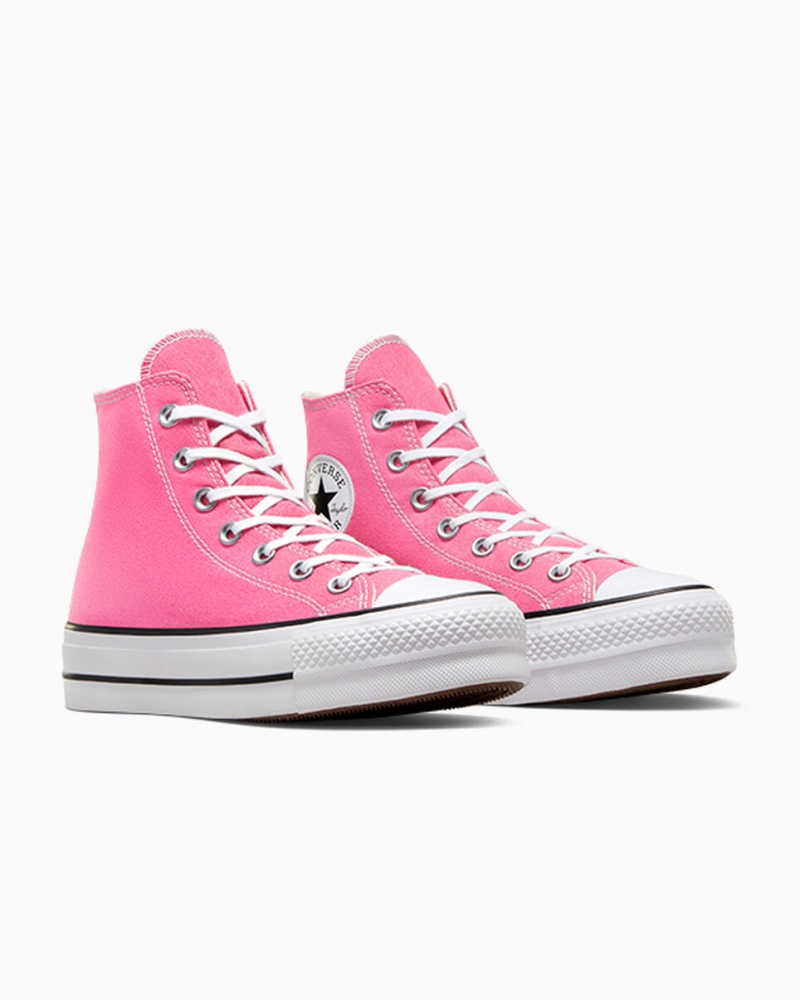 Converse Chuck Taylor All Star Lift Plateforme Rose Blanche Noir  | TBT-4267580