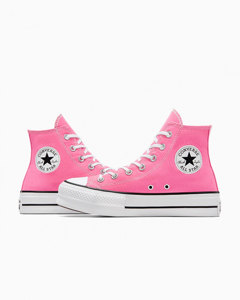 Converse Chuck Taylor All Star Lift Plateforme Rose Blanche Noir  | TBT-4267580