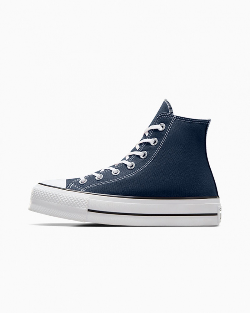 Converse Chuck Taylor All Star Lift Plateforme Bleu Marine Blanche Noir  | SRH-1399313