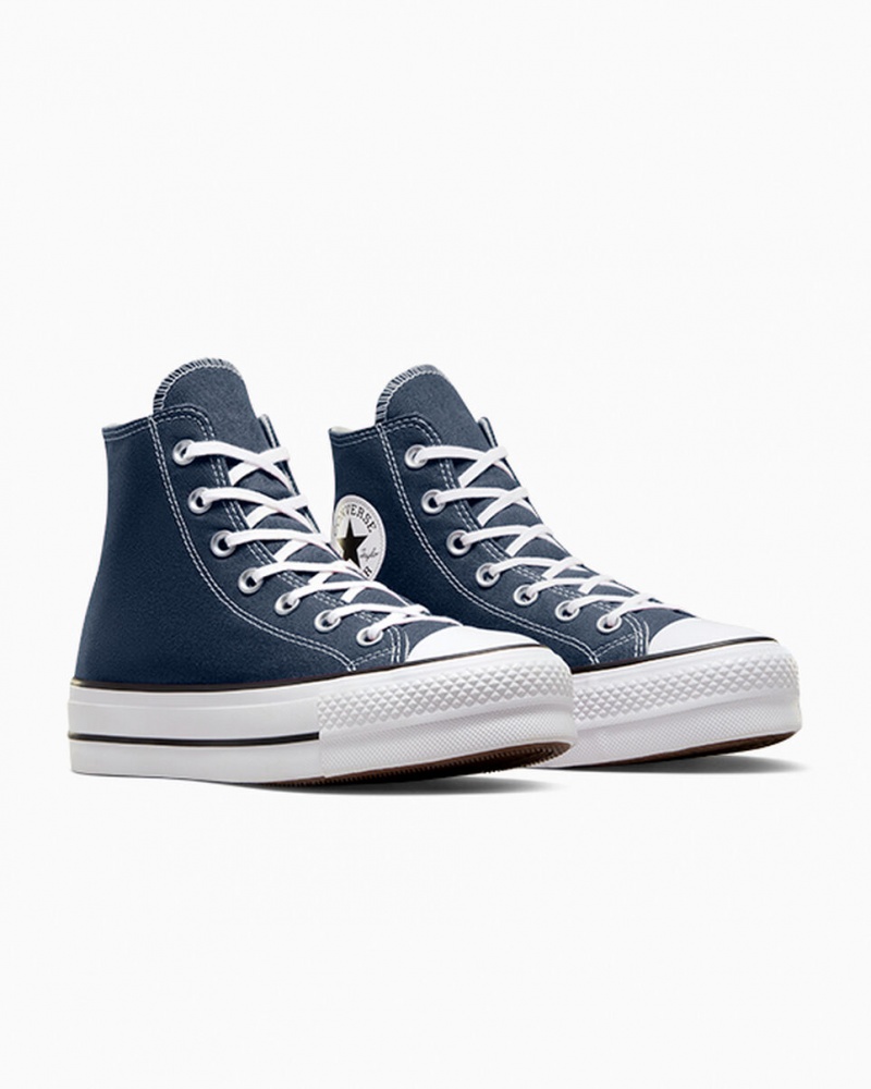 Converse Chuck Taylor All Star Lift Plateforme Bleu Marine Blanche Noir  | SRH-1399313