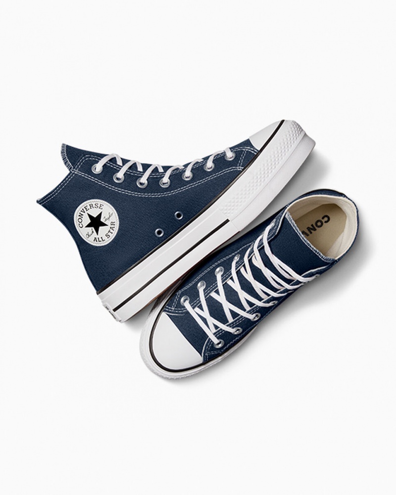 Converse Chuck Taylor All Star Lift Plateforme Bleu Marine Blanche Noir  | SRH-1399313