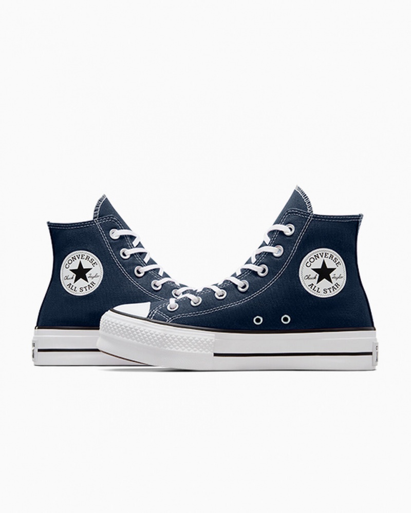 Converse Chuck Taylor All Star Lift Plateforme Bleu Marine Blanche Noir  | SRH-1399313