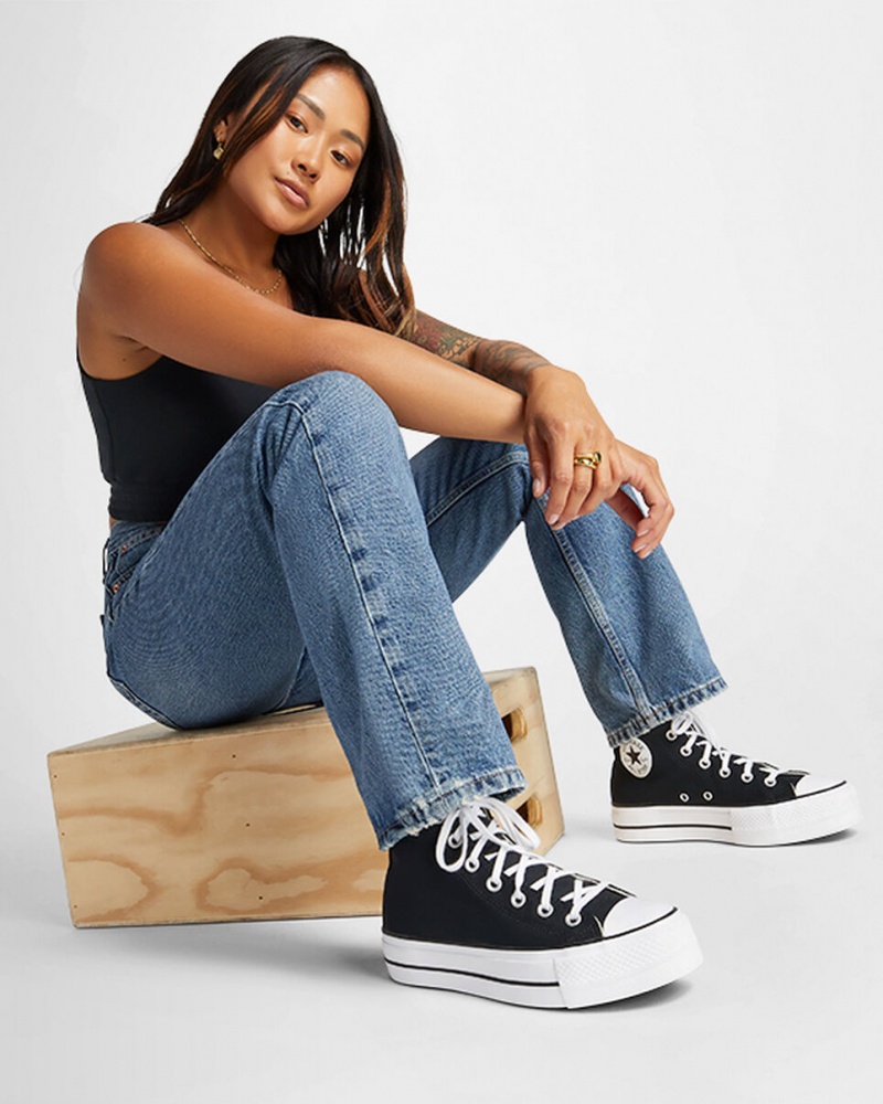 Converse Chuck Taylor All Star Lift Plateforme Noir Blanche Blanche  | PCC-4554653