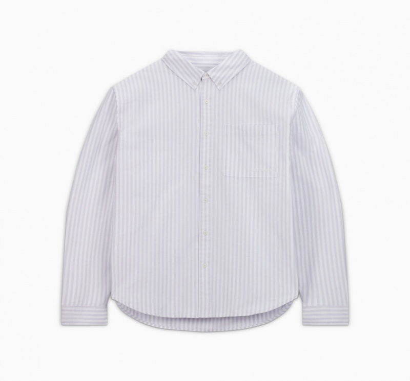 Converse Rayé Oxford Button-Up Shirt Vapor Violet Stripe  | GVR-6287335