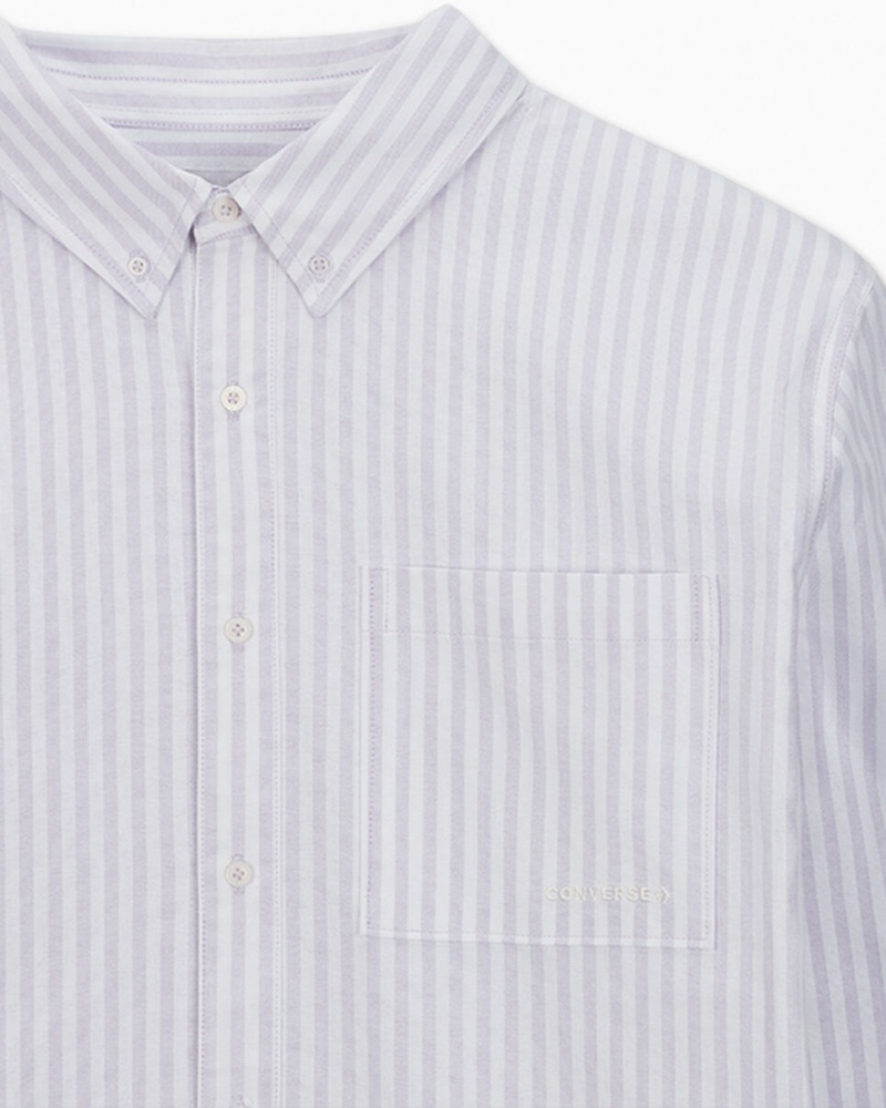 Converse Rayé Oxford Button-Up Shirt Vapor Violet Stripe  | GVR-6287335