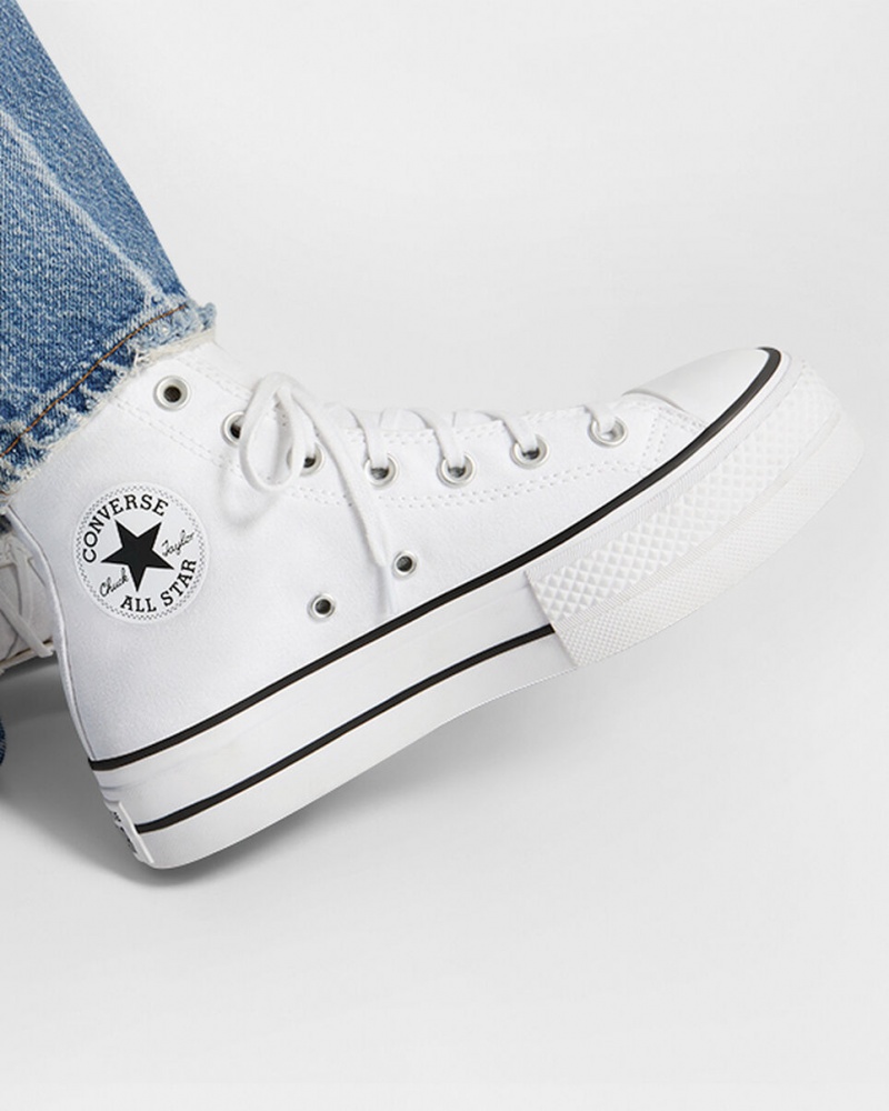 Converse Chuck Taylor All Star Lift Plateforme Blanche Noir Blanche  | ZQM-8386436