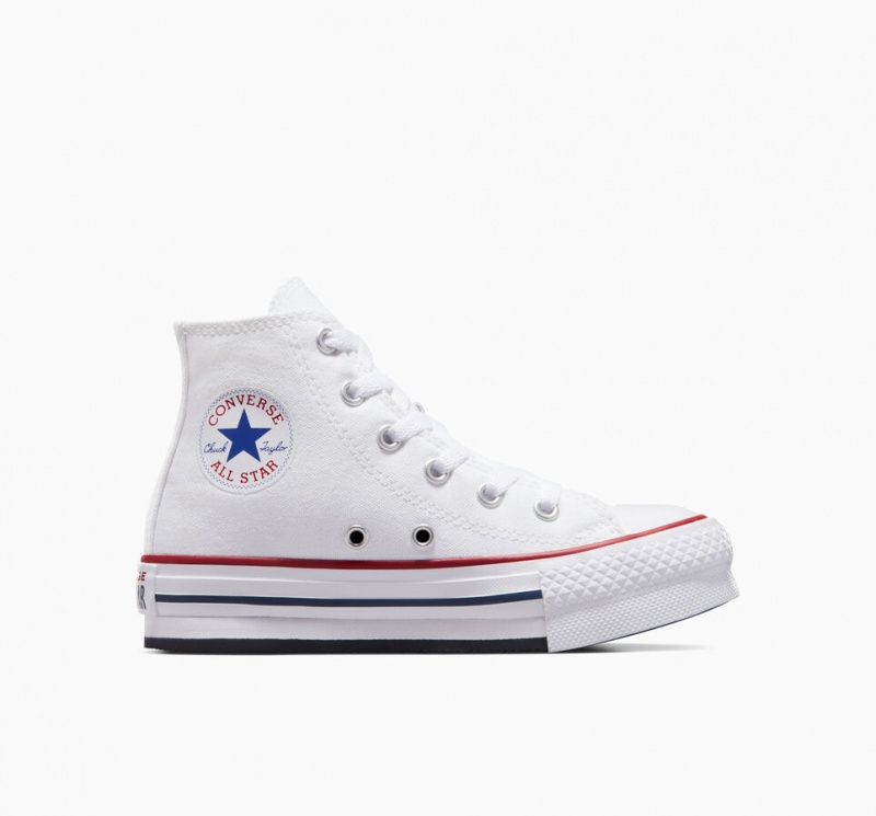 Converse Chuck Taylor All Star Lift Plateforme Blanche Bleu Marine  | UKI-7847666