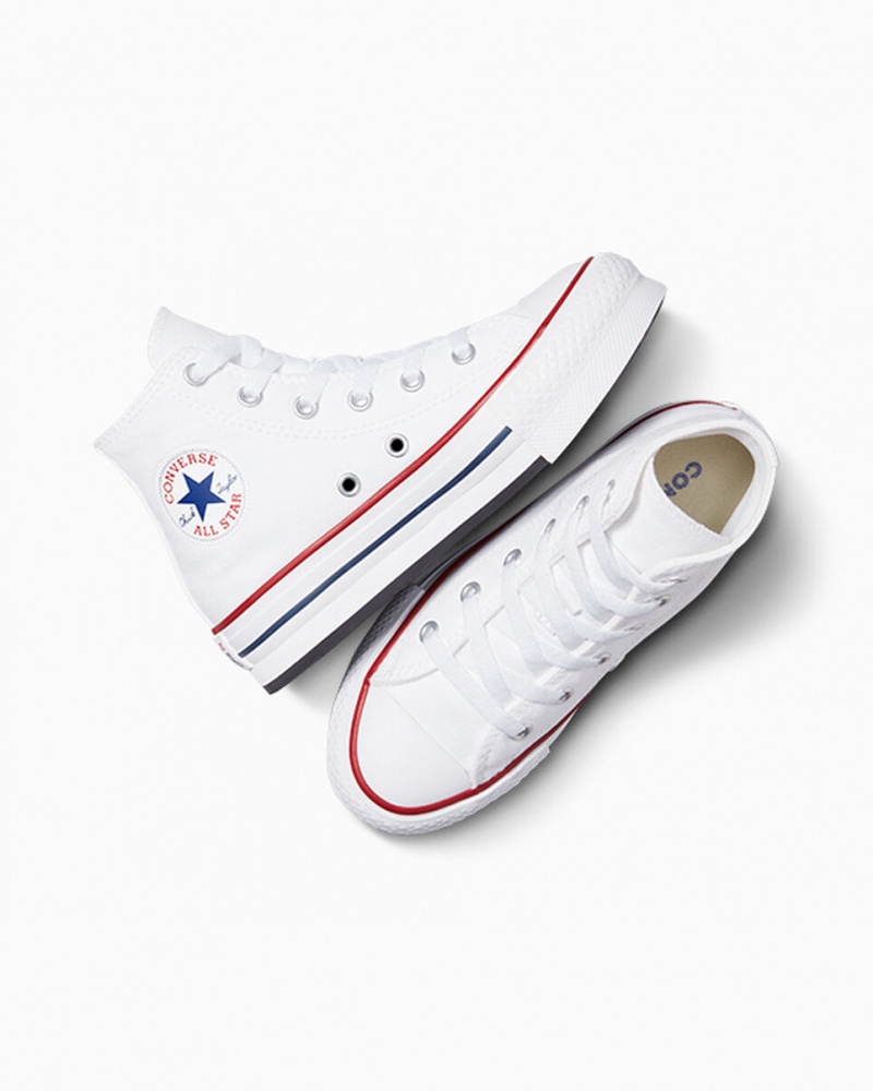 Converse Chuck Taylor All Star Lift Plateforme Blanche Bleu Marine  | UKI-7847666