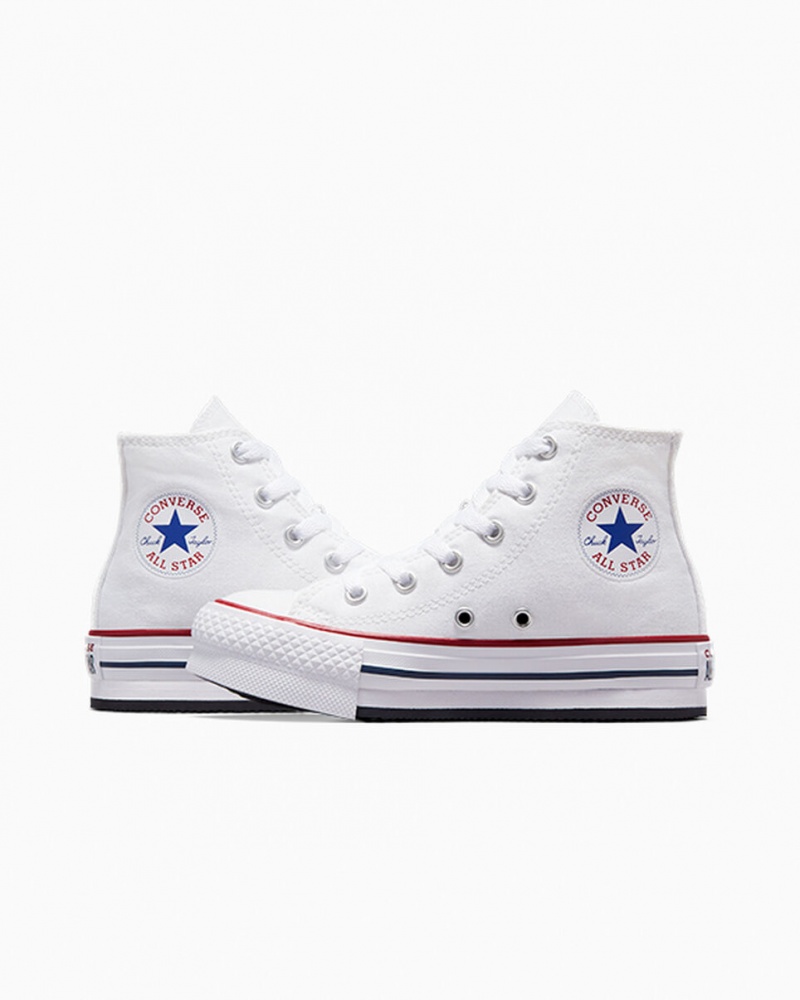 Converse Chuck Taylor All Star Lift Plateforme Blanche Bleu Marine  | UKI-7847666