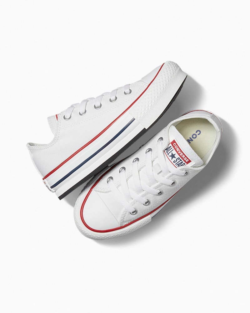 Converse Chuck Taylor All Star Lift Plateforme Blanche Bleu Marine  | GEX-8613033