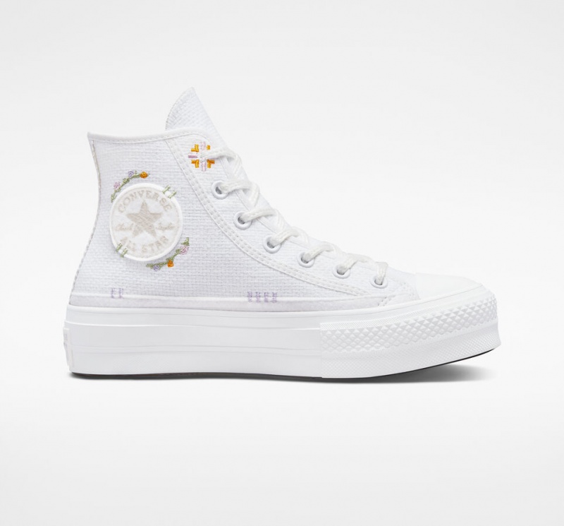 Converse Chuck Taylor All Star Lift Plateforme Autumn Embroidery Blanche  | GDF-0335249